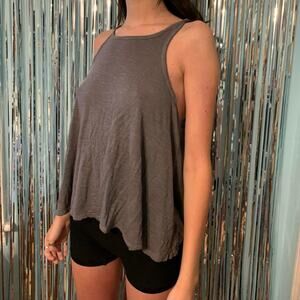 LF CHARCOAL GREY FLOWY HIGH NECK TOP